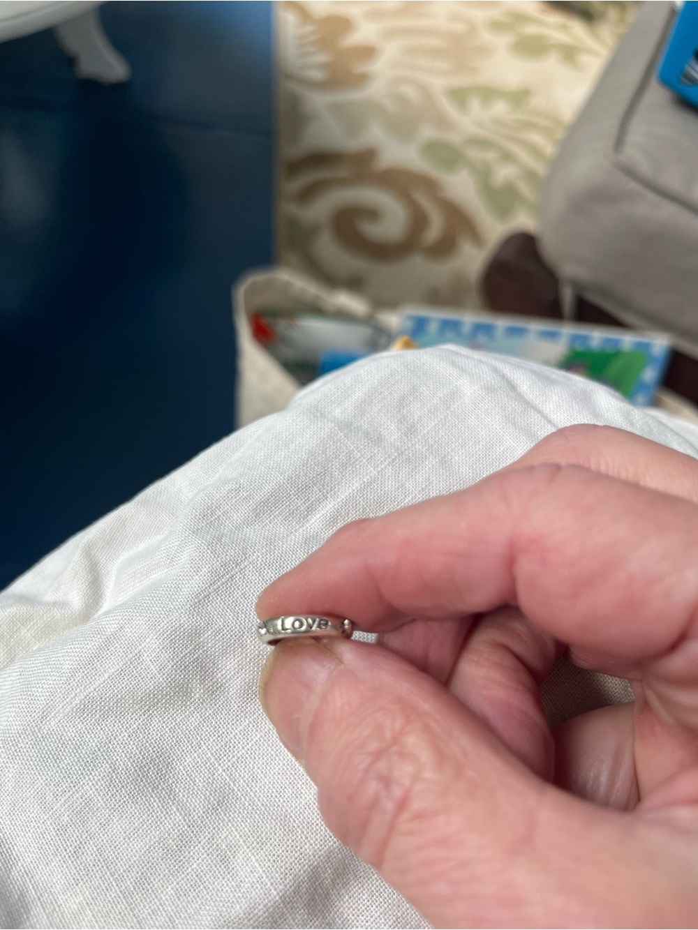 Small Silver 'LOVE' Statement Ring pendant